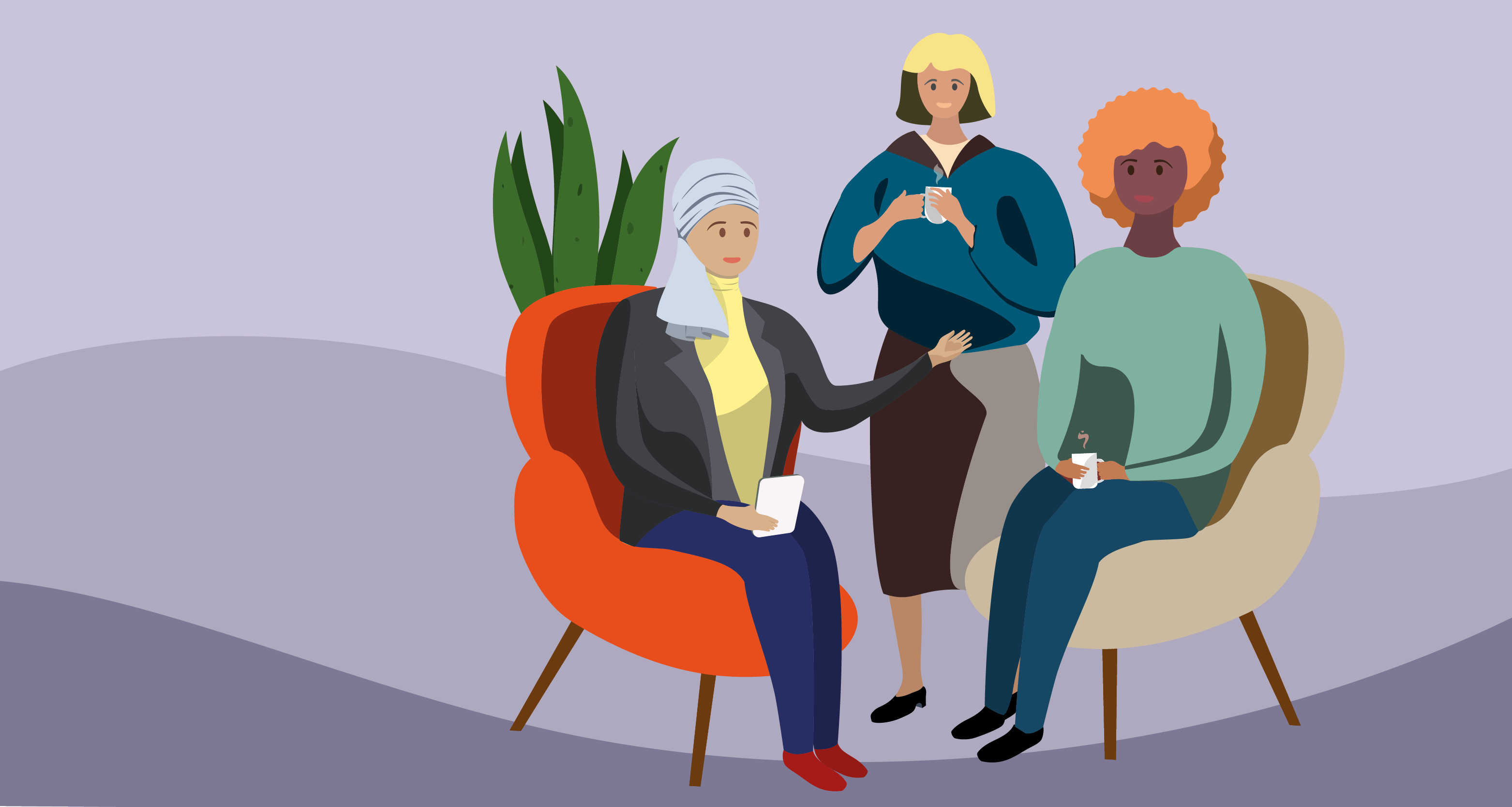 illustratie 3 vrouwen van de vrouwengroep zelfregie en herstel arabisch/berbers